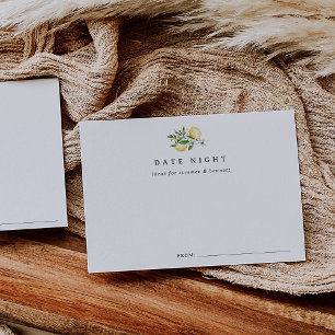 Lemon Bridal Shower Wedding Date Night Idea Card