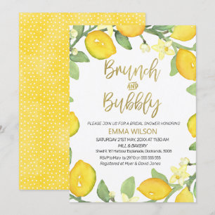 Lemon brunch and bubbly bridal shower invitation