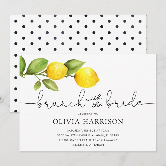 Lemon Brunch with the Bride Shower Invitation (Front/Back)