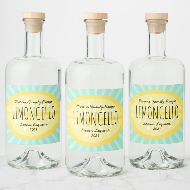 Lemon Burst Liqueur Label (Bottles)