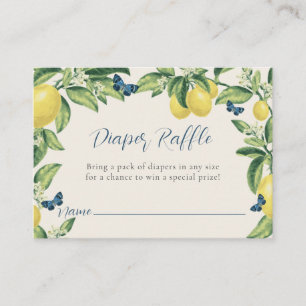 Lemon Butterfly Baby Shower Diaper Raffle  Enclosure Card
