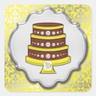Lemon Cake Couture Damask Square Bakery Label