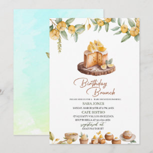 Lemon Cakes Watercolor Birthday Brunch Invitation