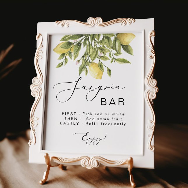 Lemon Calligraphy Bridal Shower Sangria Bar Sign (Creator Uploaded)