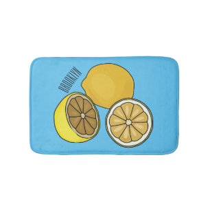 Lemon cartoon illustration bath mat
