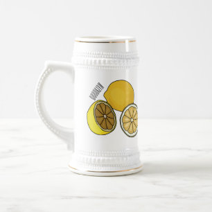 Lemon cartoon illustration beer stein