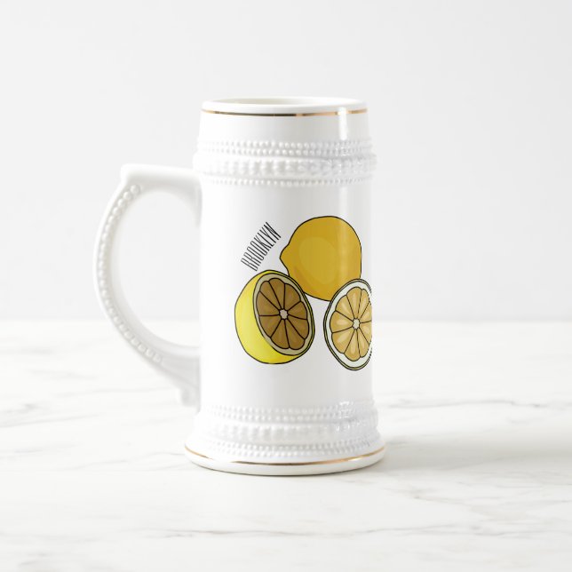 Lemon cartoon illustration beer stein (Left)
