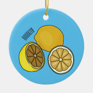 Lemon cartoon illustration ceramic ornament