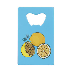 Lemon cartoon illustration credit card bottle opener