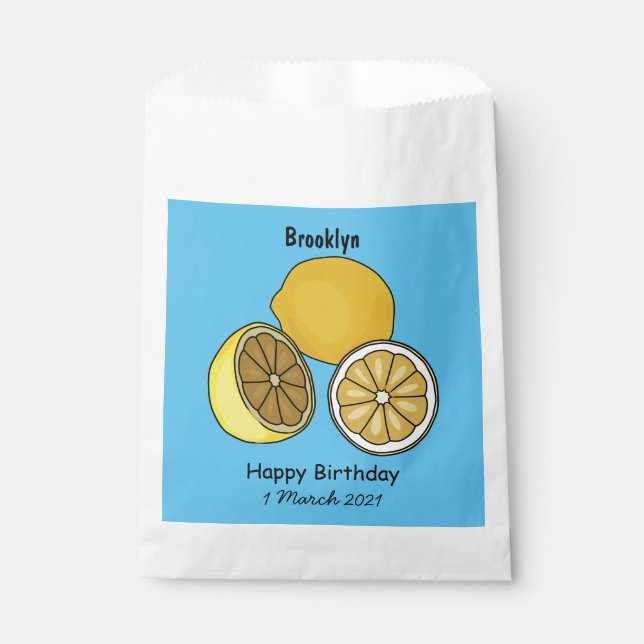 Lemon cartoon illustration favour bag (Front)