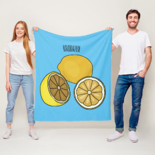 Lemon cartoon illustration fleece blanket