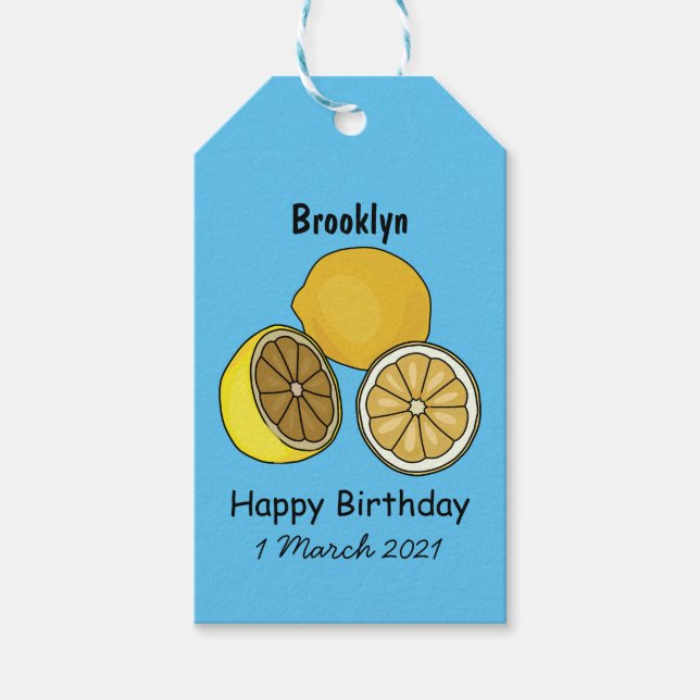 Lemon cartoon illustration gift tags (Front)