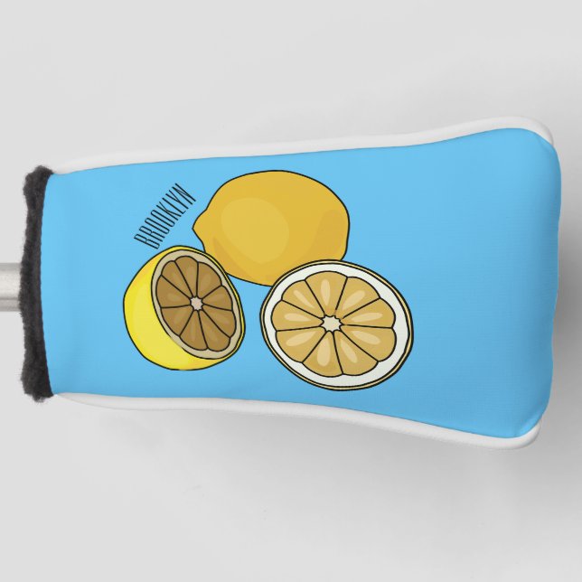 Lemon cartoon illustration golf head cover (Front)