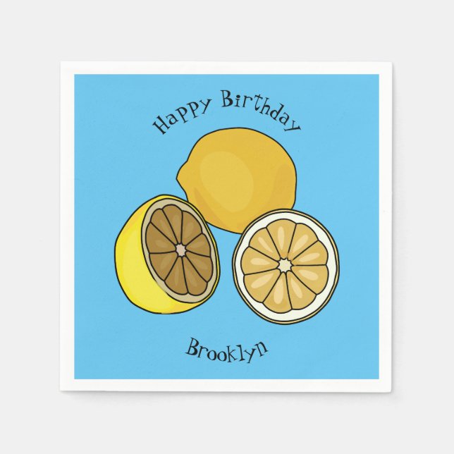 Lemon cartoon illustration napkin (Front)