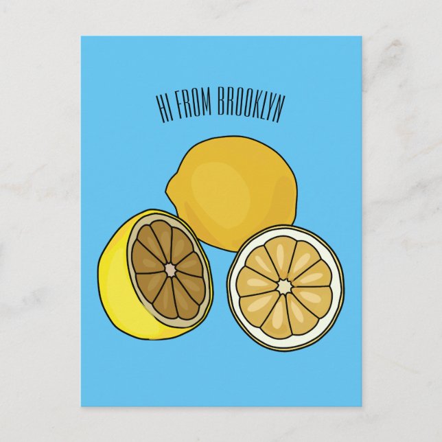 Lemon cartoon illustration postcard (Front)