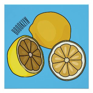 Lemon cartoon illustration poster