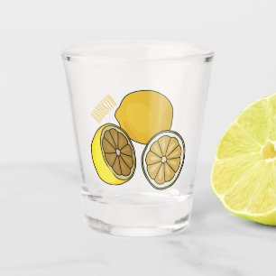 Lemon cartoon illustration shot glass