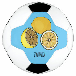 Lemon cartoon illustration soccer ball