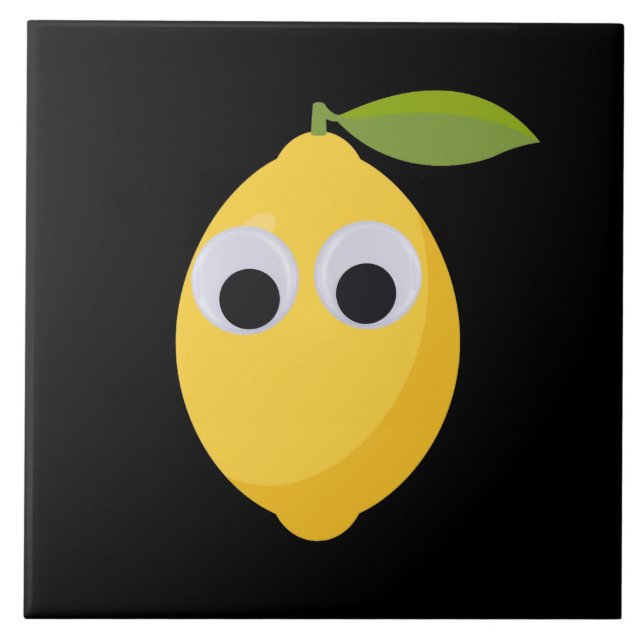 Lemon Character, sweet fruit with googly eyes   Tile (Front)