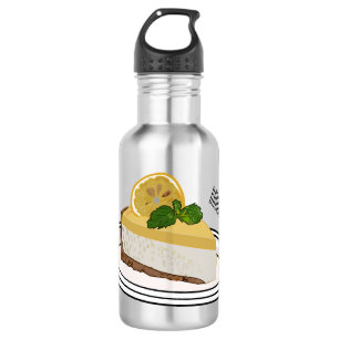 Lemon cheesecake cartoon illustration  532 ml water bottle