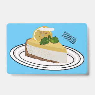 Lemon cheesecake cartoon illustration badge