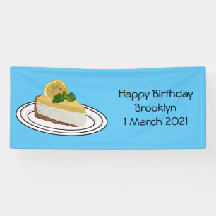 Lemon cheesecake cartoon illustration banner
