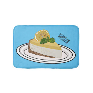 Lemon cheesecake cartoon illustration  bath mat