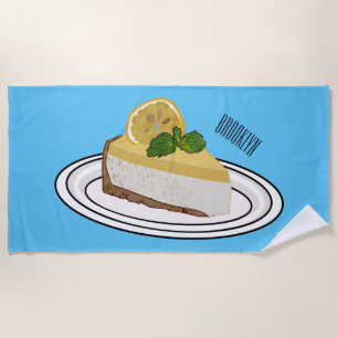 Lemon cheesecake cartoon illustration  beach towel