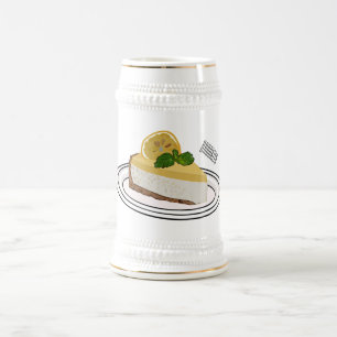Lemon cheesecake cartoon illustration beer stein