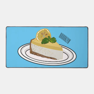 Lemon cheesecake cartoon illustration  desk mat