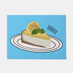 Lemon cheesecake cartoon illustration  doormat