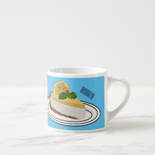 Lemon cheesecake cartoon illustration espresso cup