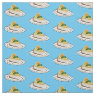 Lemon cheesecake cartoon illustration fabric