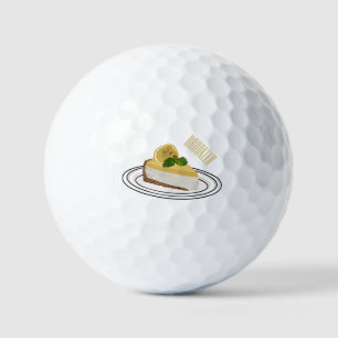 Lemon cheesecake cartoon illustration  golf balls