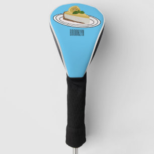 Lemon cheesecake cartoon illustration  golf head cover