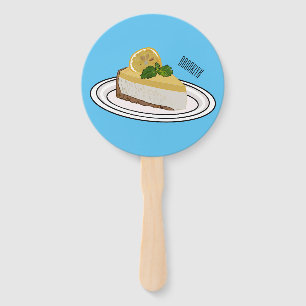Lemon cheesecake cartoon illustration hand fan