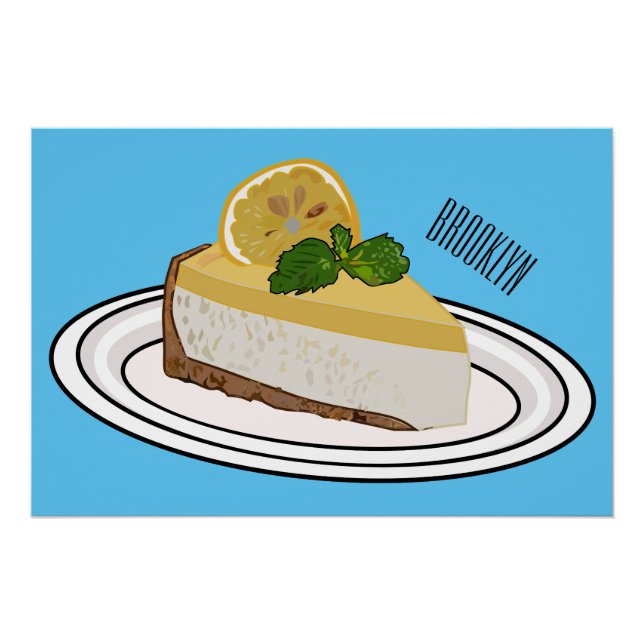 Lemon cheesecake cartoon illustration  poster (Front)