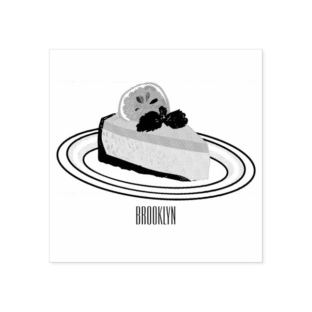 Lemon cheesecake cartoon illustration rubber stamp (Imprint)