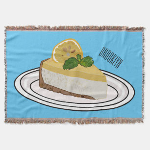 Lemon cheesecake cartoon illustration throw blanket