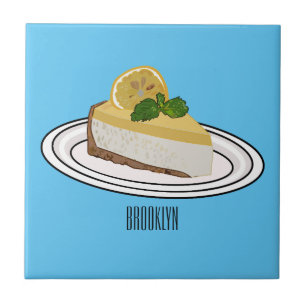 Lemon cheesecake cartoon illustration tile