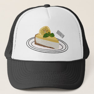 Lemon cheesecake cartoon illustration  trucker hat