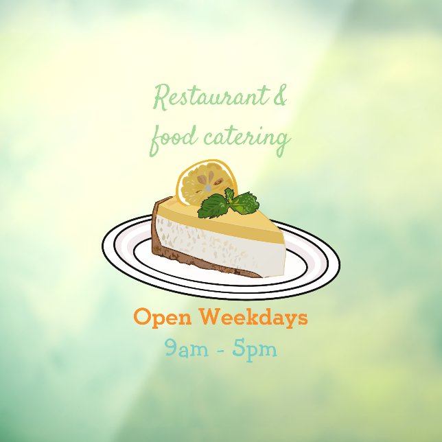 Lemon cheesecake cartoon illustration window cling (Sheet 3)