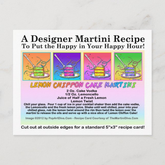 Lemon Chiffon Cake Martini Recipe Postcard (Front)
