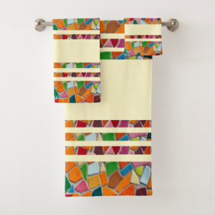 Lemon Chiffon Mosaic Pattern Bath Towel Set