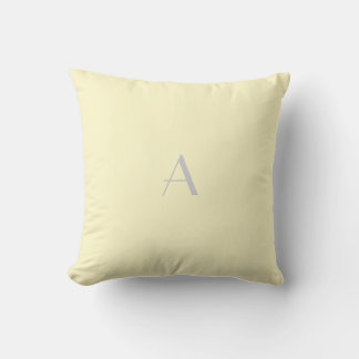 Lemon Chiffon Pastel Pillow w Silver Monogram