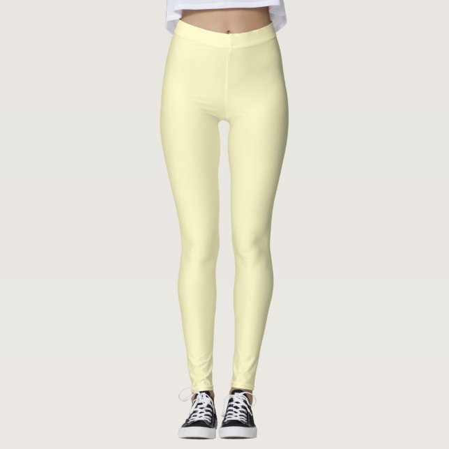 Lemon Chiffon Solid Colour Customize It Leggings (Front)