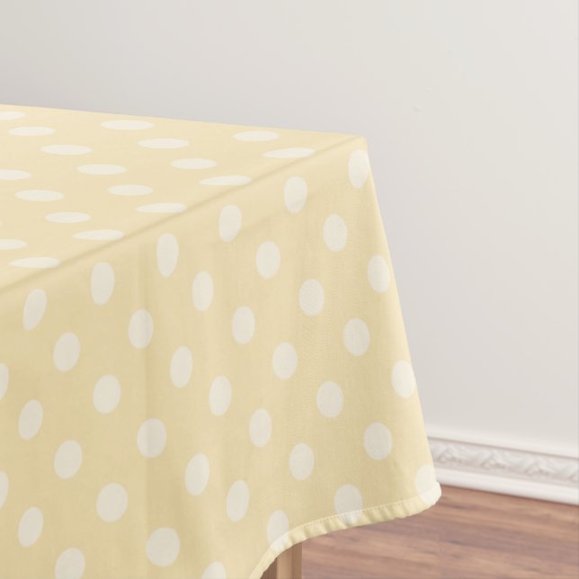 Lemon chiffon yellow polks dots tablecloth (In Situ)