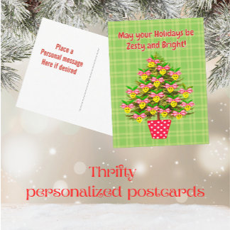 Lemon Christmas Zesty Bright Personalized Holiday Postcard