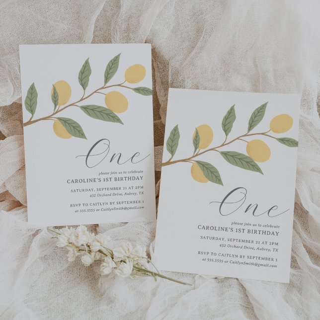 Lemon Citrus 1st Birthday Invitation (Creator Uploaded)