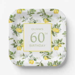 Lemon Citrus 60th Birthday Paper Plate